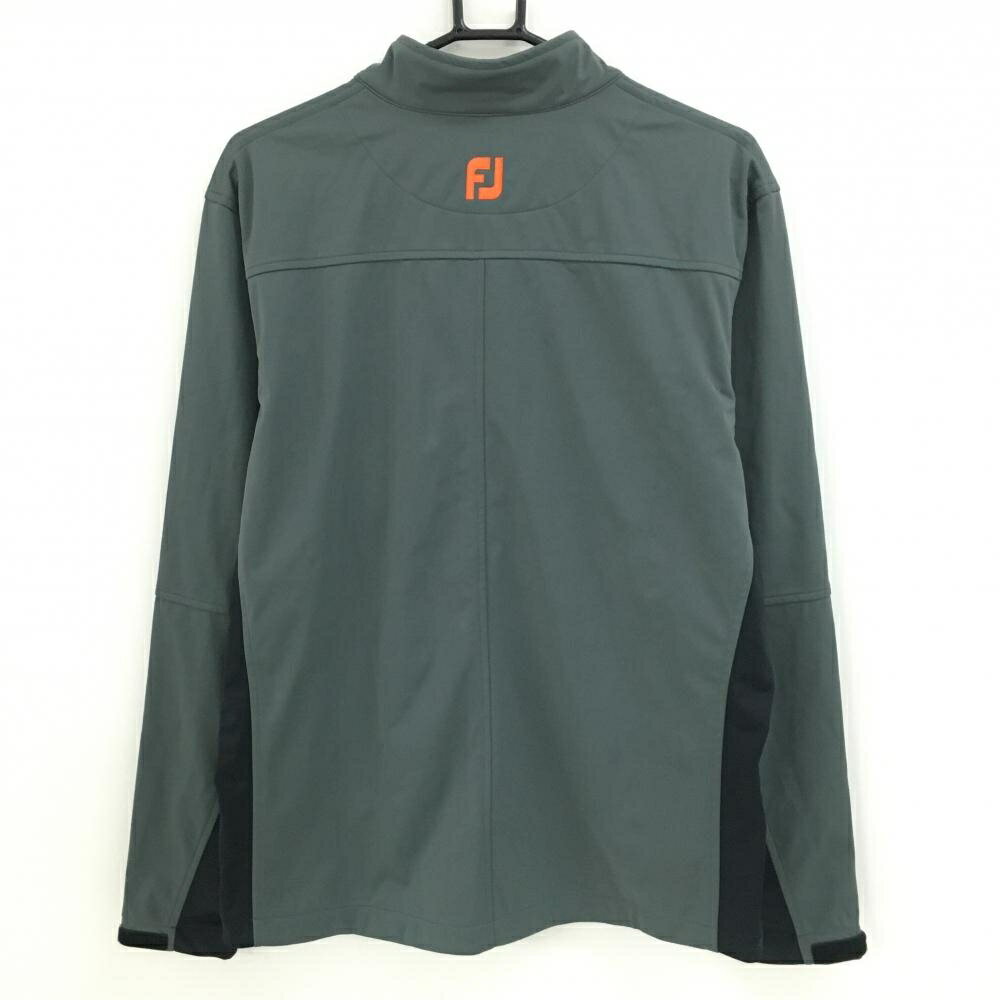 【超美品】フットジョイ ジャケットブルゾン グレー×オレンジ ロゴ刺しゅう メンズ L ゴルフウェア FootJoy