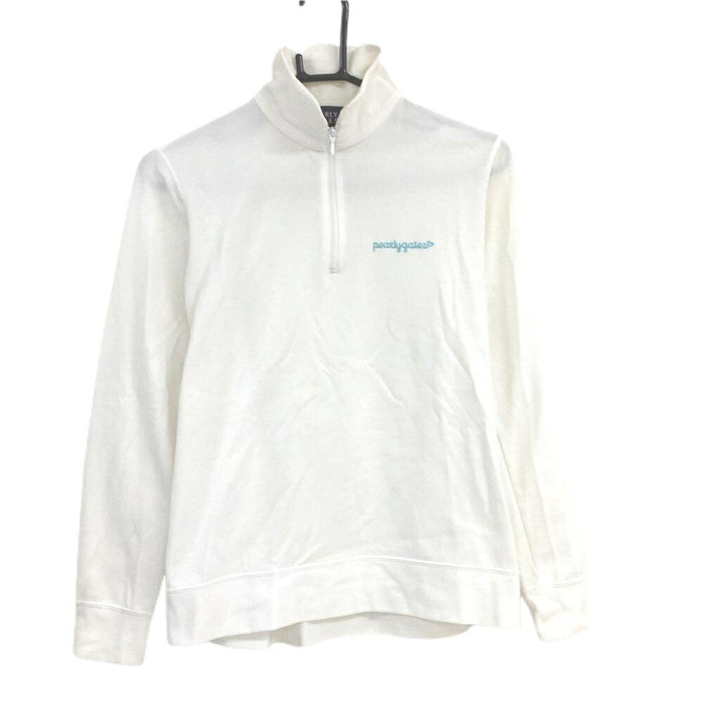 PEARLY GATES - [クーポン対象品]パーリーゲイツ 長袖ハイネックシャツ 白 ハーフジップ ロゴライトブルー レディース 1(M) ゴルフウェア PEARLY GATES
