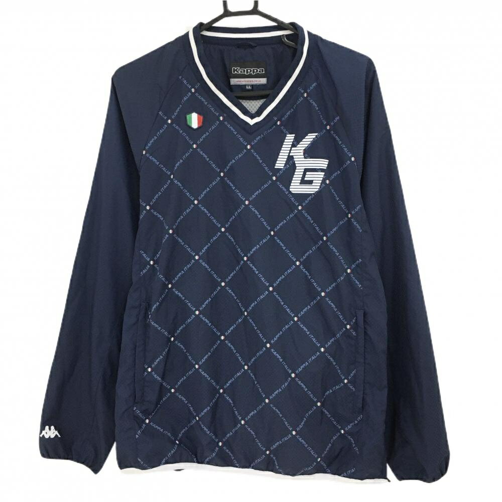 カッパ スニード ネイビー×白 前身頃ダイヤ柄 地模様 ブルゾン メンズ LL ゴルフウェア Kappa