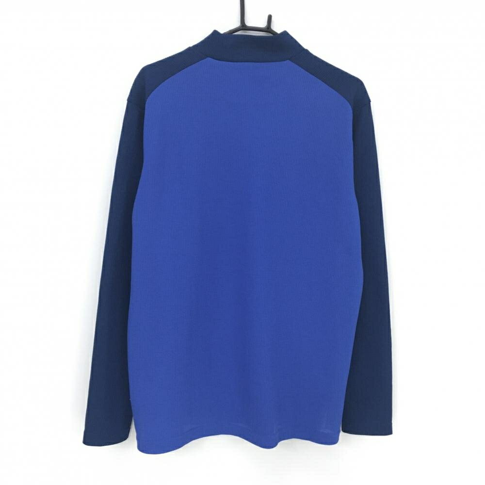 【超美品】フィドラ 長袖ハイネックシャツ ネイビー×ブルー 胸元ライン メンズ XL/TG ゴルフウェア FIDRA