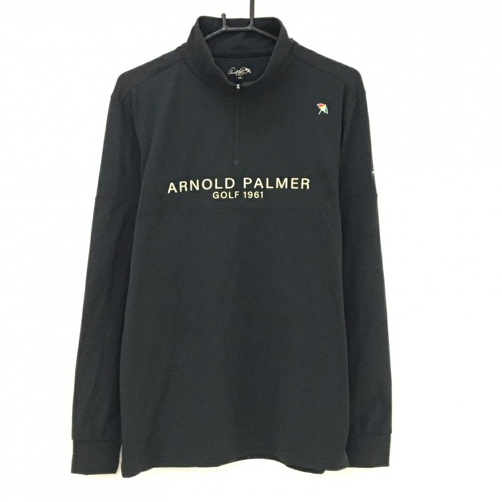 【美品】アーノルドパーマーゴルフ 長袖ハイネックシャツ 黒 表微起毛 ハーフジップ メンズ XO(2XL) ゴルフウェア Arnold Palmer GOLF