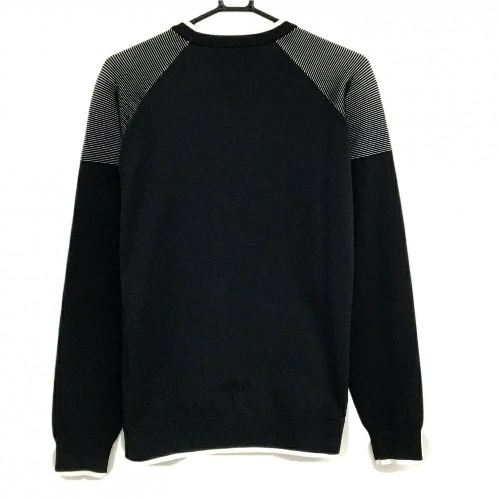 【超美品】ブリヂストンTOURB セーター 黒×白 肩ストライプ調 ポリエステル100％ ニット メンズ L ゴルフウェア Bridgestone