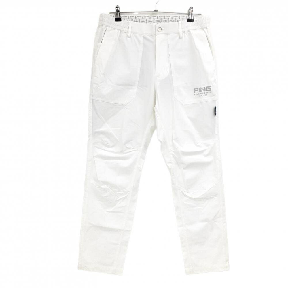 【超美品】ピン ナイロンパンツ 白×黒 サイドジップ英字 CORDURA ストレッチ メンズ LL ゴルフウェア 2025年モデル PING