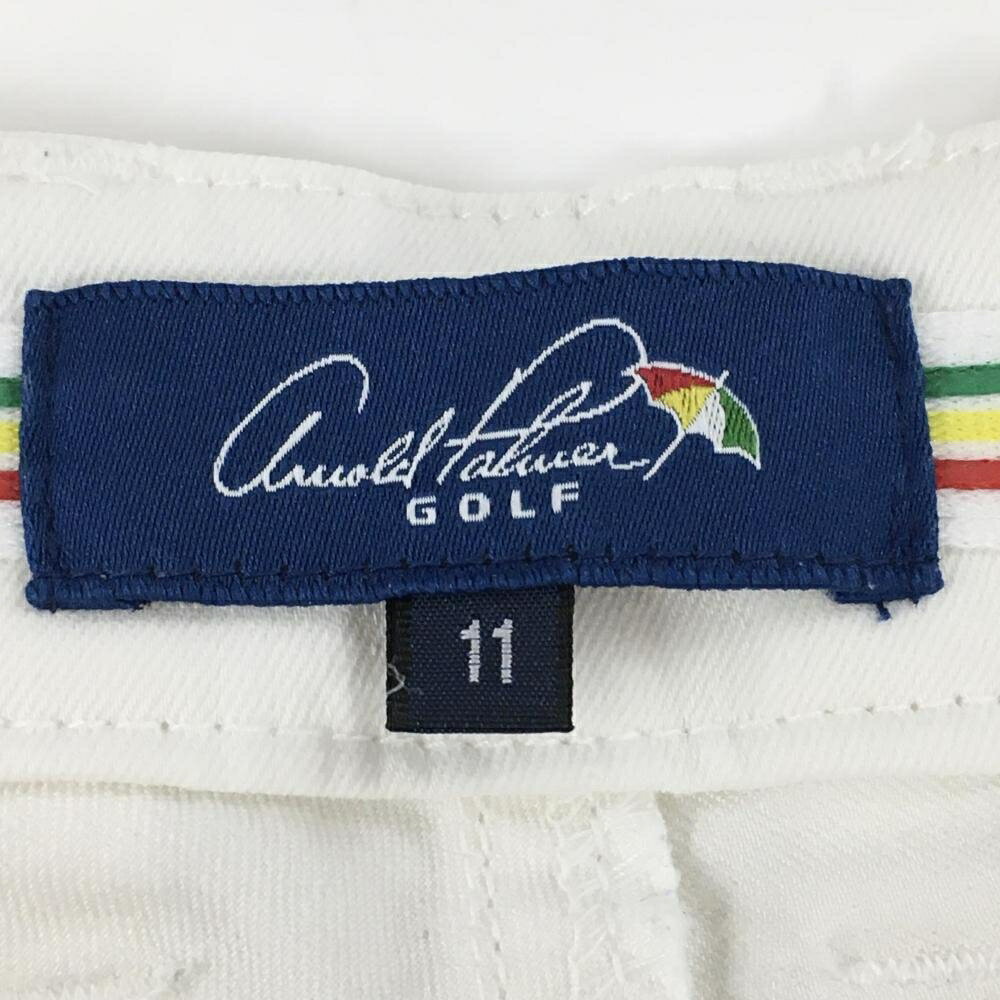 【美品】アーノルドパーマーゴルフ 七分丈パンツ 白 ロゴ総柄地模様 レディース 11 ゴルフウェア Arnold Palmer