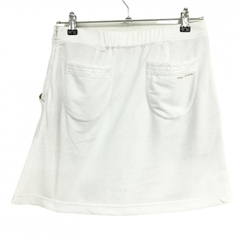 ヒールクリーク スカート 白 レース調 ロゴ刺しゅう レディース 40(M) ゴルフウェア Heal Creek