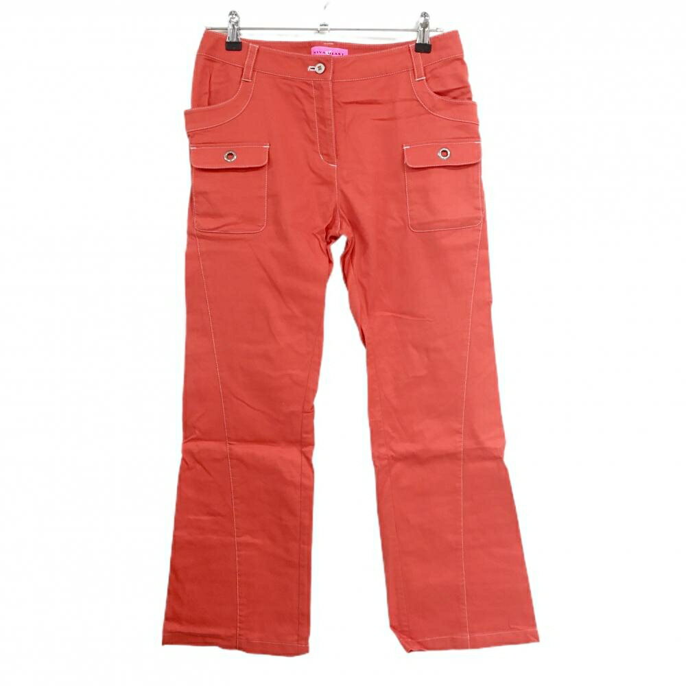 【美品】ビバハート パンツ レッド 複数ポケット ストレッチ レディース 42(L) ゴルフウェア VIVA HEART