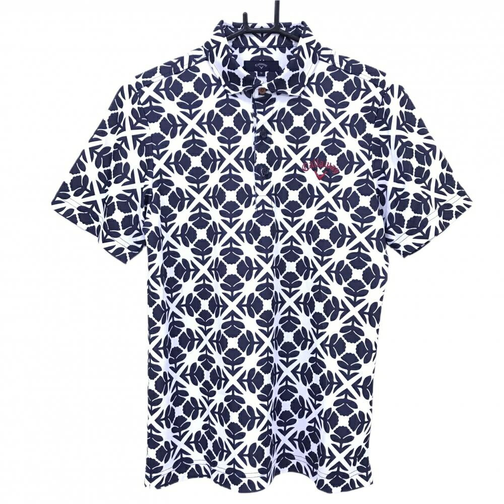 TAKEO KIKUCHI SPORT - 【美品】キャロウェイ 半袖ポロシャツ 白×ネイビー 花柄風 ロゴレッド メンズ M ゴルフウェア Callaway