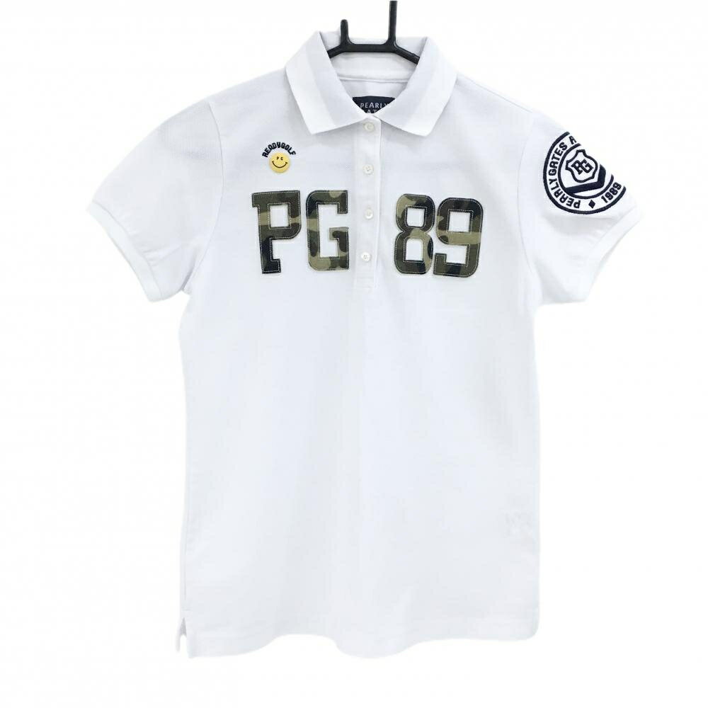 PEARLY GATES - [クーポン対象品]パーリーゲイツ 半袖ポロシャツ 白 カモフラロゴ レディース 1(M) ゴルフウェア PEARLY GATES