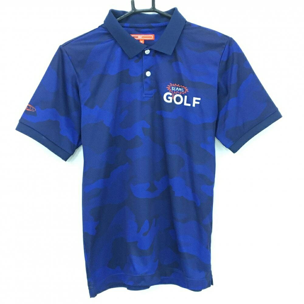 Men'S Wear - 【美品】ビームスゴルフ 半袖ポロシャツ ネイビー×ブルー カモフラ 迷彩 メンズ M ゴルフウェア BEAMS GOLF