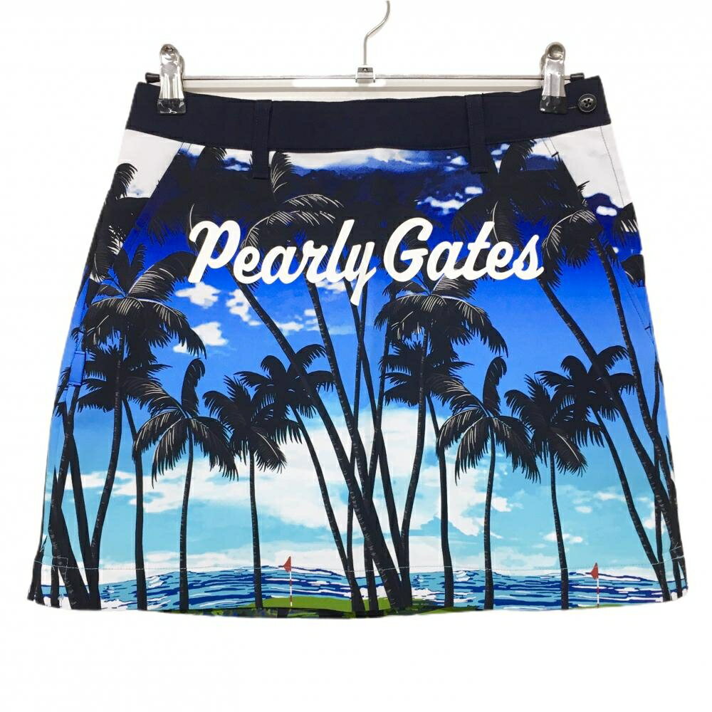 Rakuten - 【新品】パーリーゲイツ スカート 黒×ブルー ヤシの木柄 ストレッチ レディース 1(M) ゴルフウェア PEARLY GATES