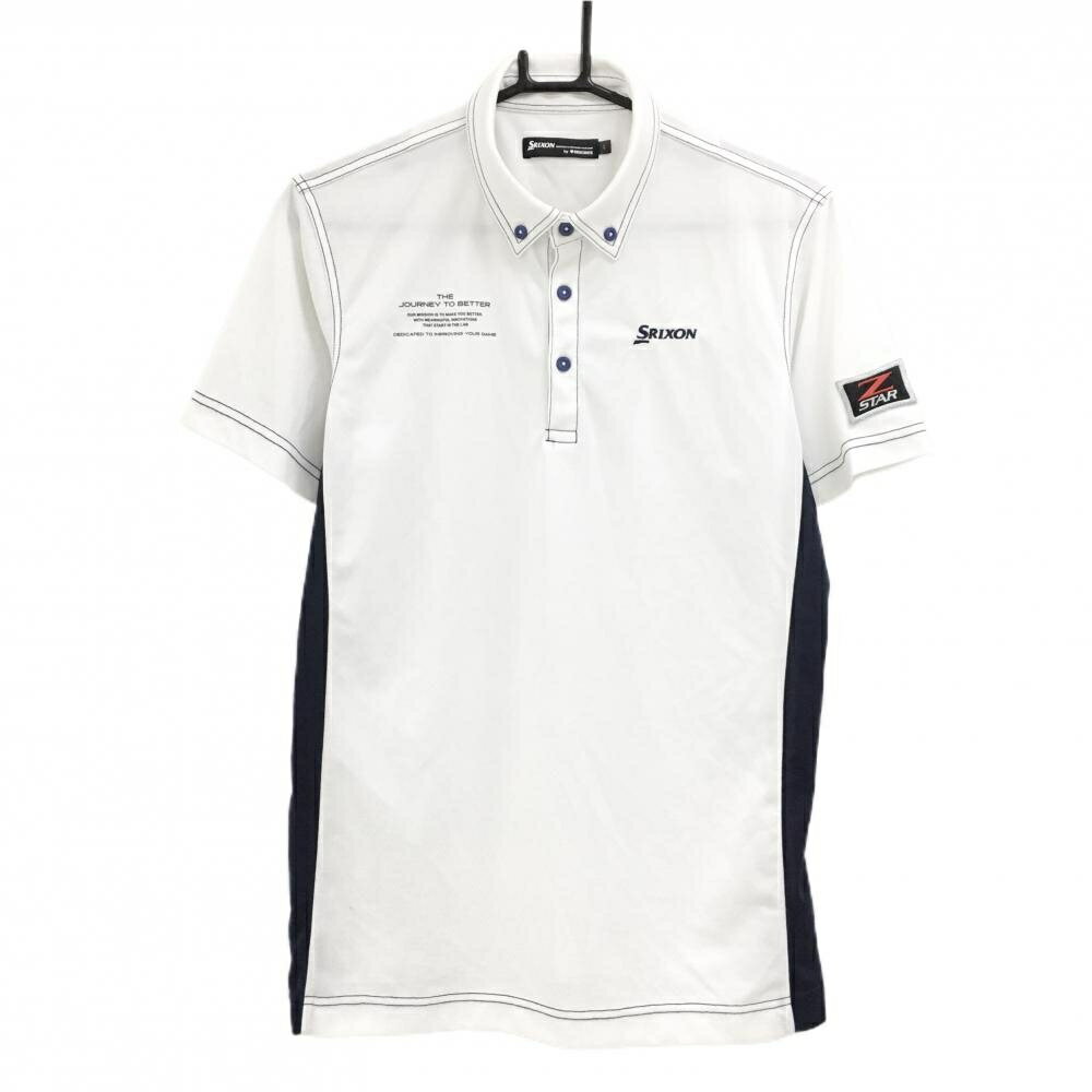 SRIXON - [クーポン対象品]スリクソンバイデサント 半袖ポロシャツ 白×ネイビー ロゴ刺しゅう メンズ L ゴルフウェア SRIXON