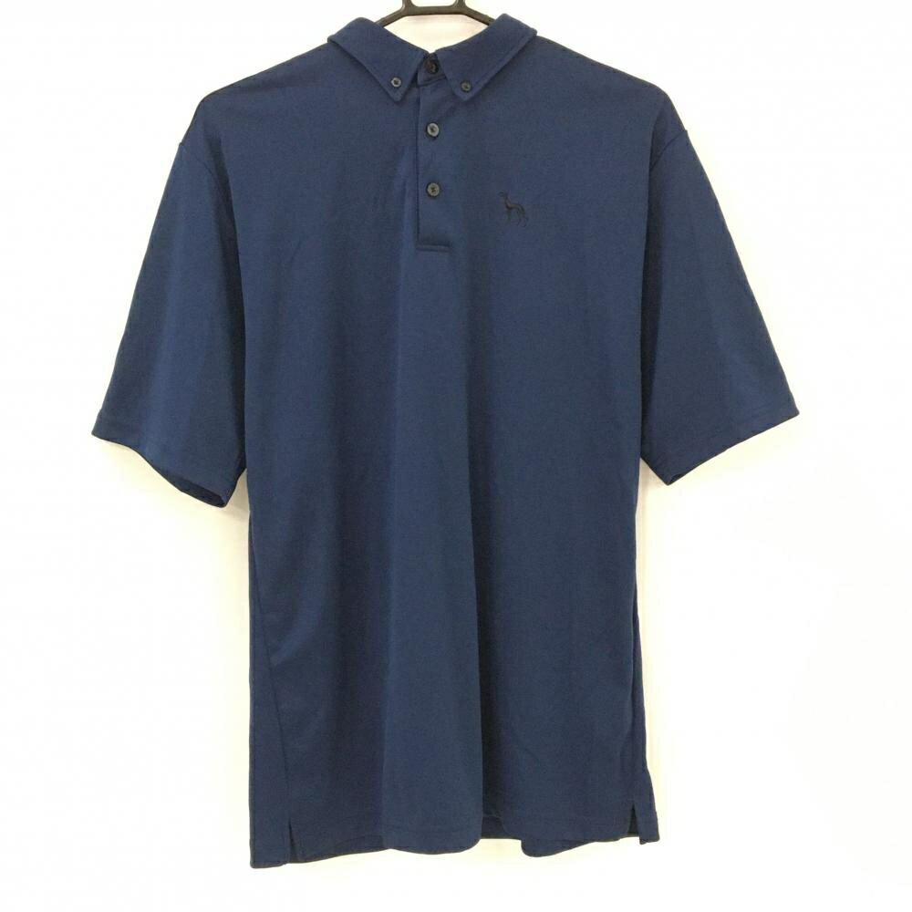 【美品】アダバット 半袖ポロシャツ ネイビー 袖プリント ボタンダウン メンズ LL ゴルフウェア adabat