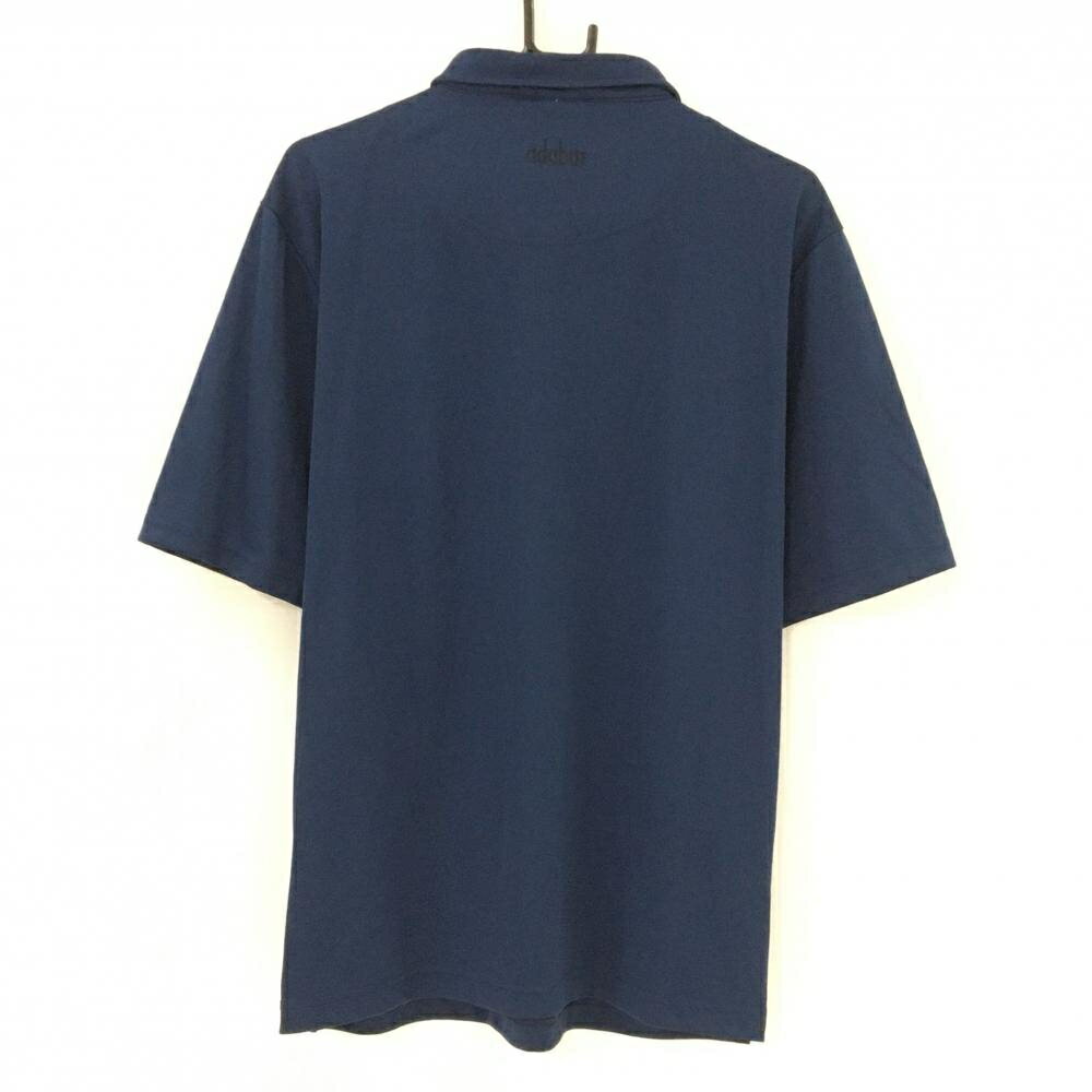 【美品】アダバット 半袖ポロシャツ ネイビー 袖プリント ボタンダウン メンズ LL ゴルフウェア adabat
