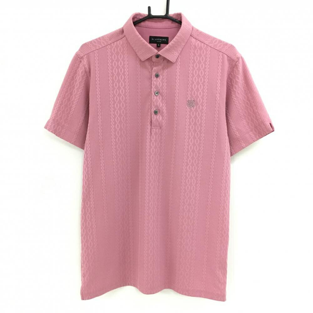 Shirts - [クーポン対象品]【美品】セントアンドリュース 半袖ポロシャツ ピンク 織生地 ストレッチ メンズ L ゴルフウェア 2025年モデル St ANDREWS