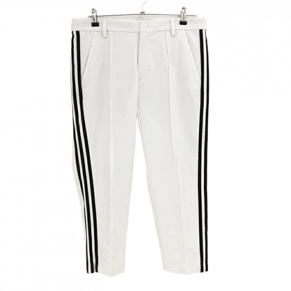 ADIDAS - [クーポン対象品]【美品】アディダス 半端丈パンツ 白×黒 サイド3ライン ストレッチ ヒップ薄汚れ メンズ 85 ゴルフウェア adidas