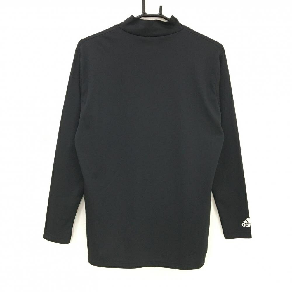 【美品】アディダス ハイネックインナーシャツ 黒×白 袖口ロゴ メンズ L/G ゴルフウェア adidas