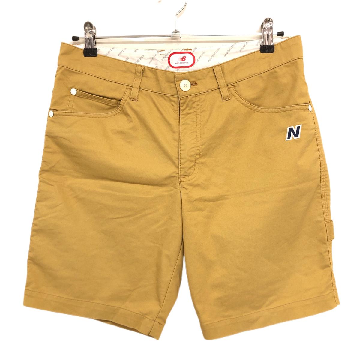【美品】ニューバランスゴルフ ハーフパンツ ブラウン系 ロゴ刺しゅう メンズ 4(M)...