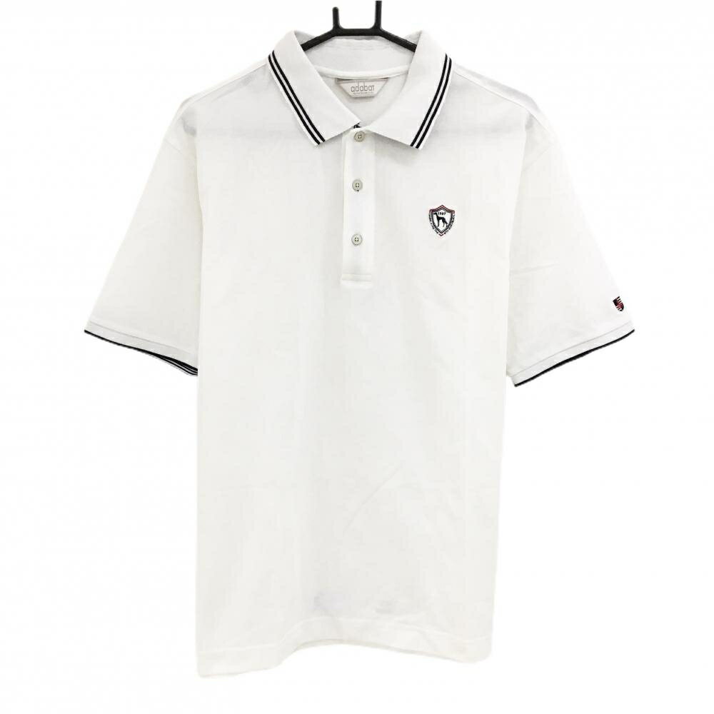 Adabat - [クーポン対象品]アダバット 半袖ポロシャツ 白×黒 襟ライン メンズ 52(2XL) ゴルフウェア adabat