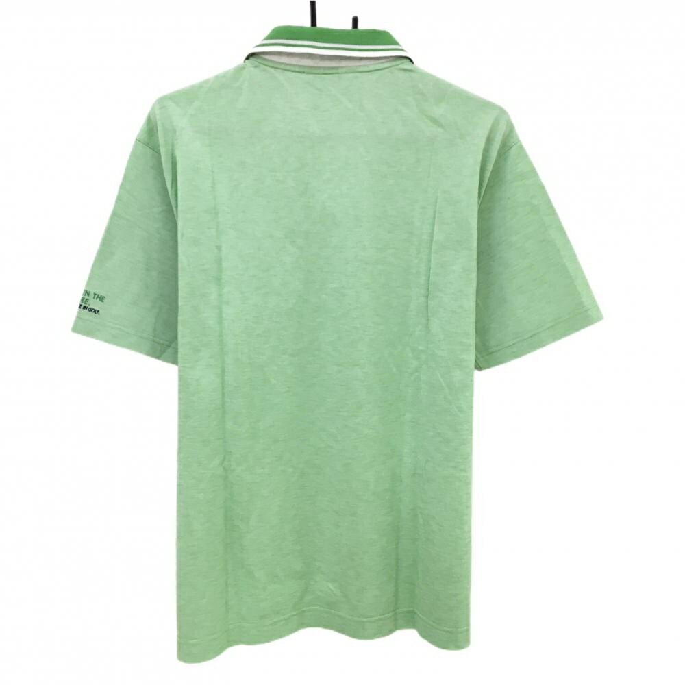 【超美品】アダバット 半袖ポロシャツ ライトグリーン×白 胸ポケット ロゴ刺しゅう メンズ 52(2XL) ゴルフウェア adabat