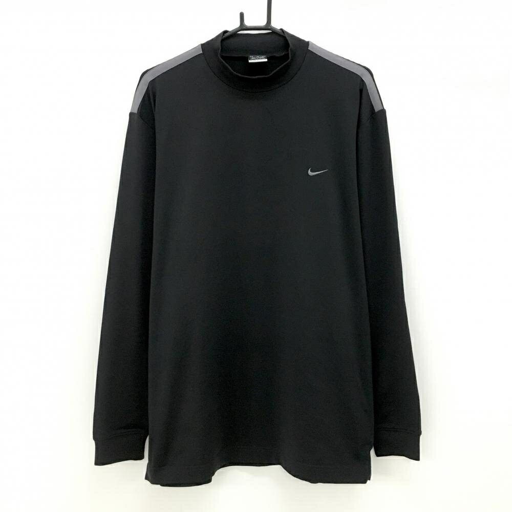 NIKE - [クーポン対象品]ナイキ 長袖ハイネックシャツ 黒×グレー 肩ライン DRI-FIT メンズ XL ゴルフウェア NIKE