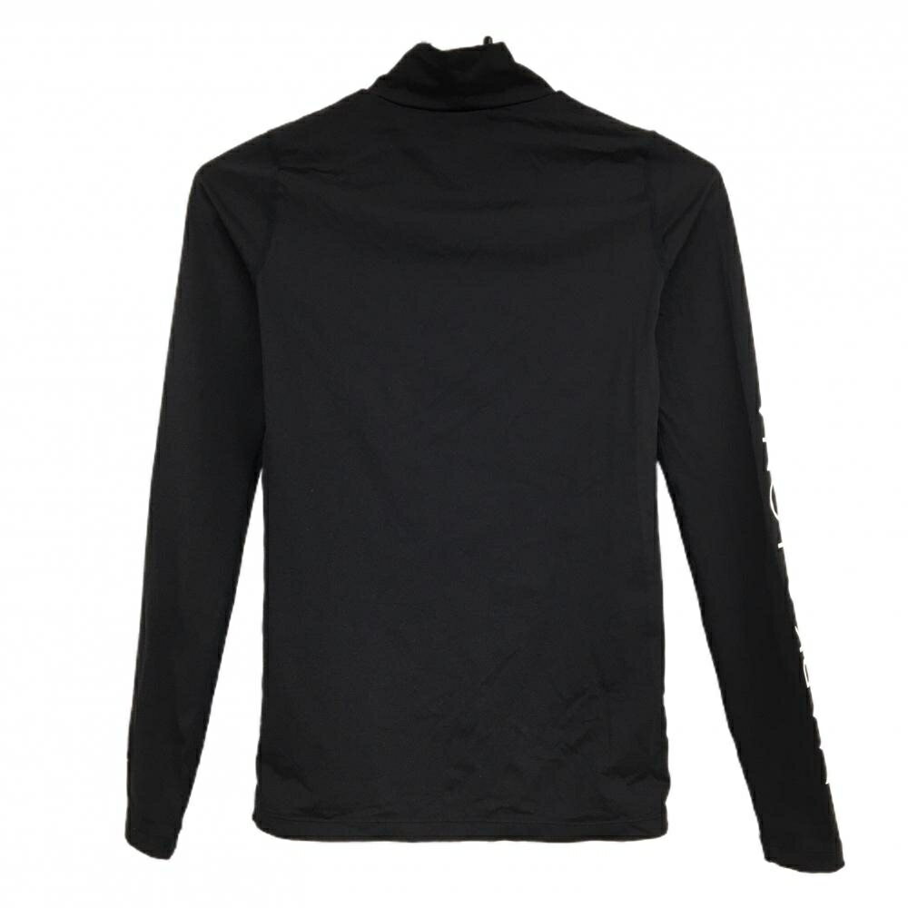 【美品】マークアンドロナ ハイネックインナーシャツ 黒×白 ロゴプリント ストレッチ レディース 38(M) ゴルフウェア MARK＆LONA