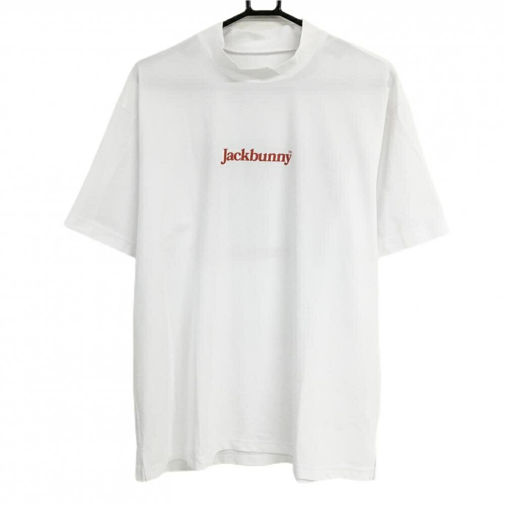 乐天商城 - [クーポン対象品]【超美品】ジャックバニー 半袖ハイネックシャツ 白×レッド ロゴプリント メンズ 6(XL) ゴルフウェア 2025年モデル Jack Bunny