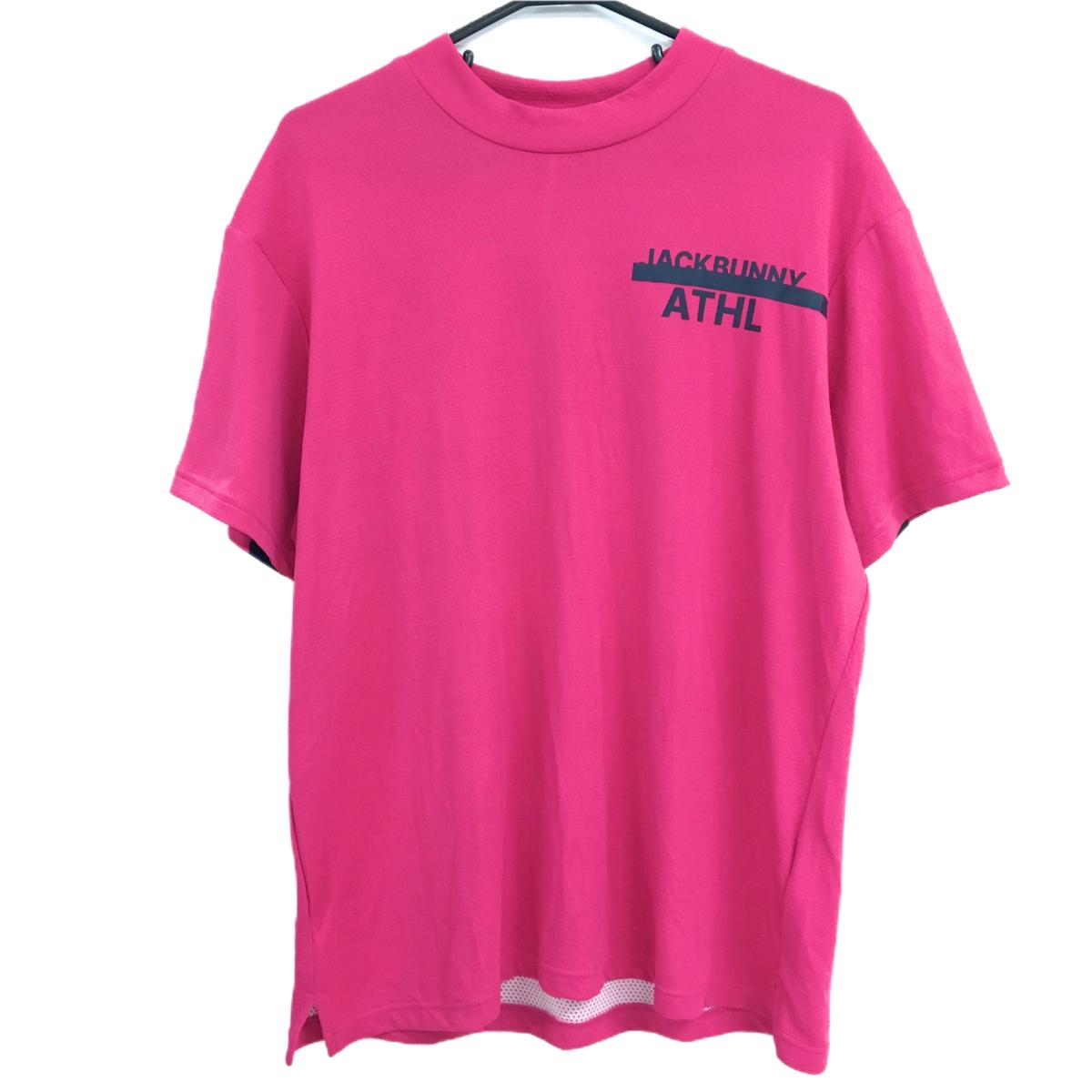 樂天商城 - 【超美品】ジャックバニー 半袖ハイネックシャツ ピンク×ダークネイビー メンズ 6(XL) ゴルフウェア 2025年モデル Jack Bunny
