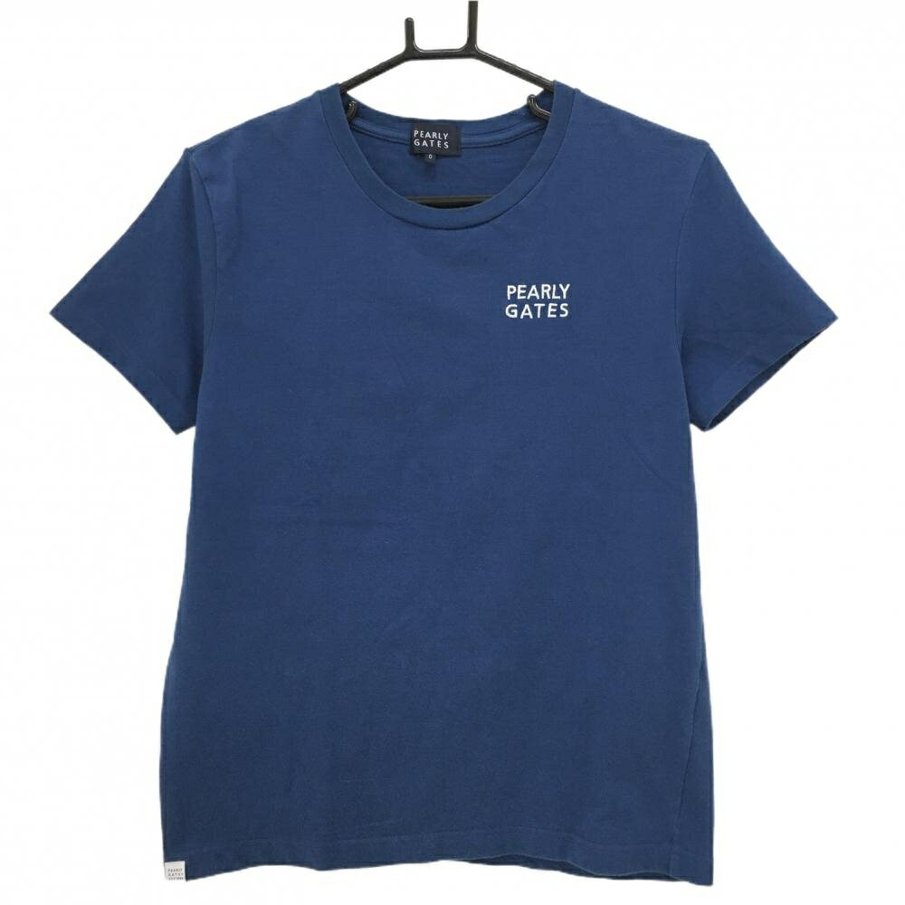 パーリーゲイツ Tシャツ ネイビー 背面ロゴ ヤシの木 女性 レディース 0(S) ゴルフウェア PEARLY GATES