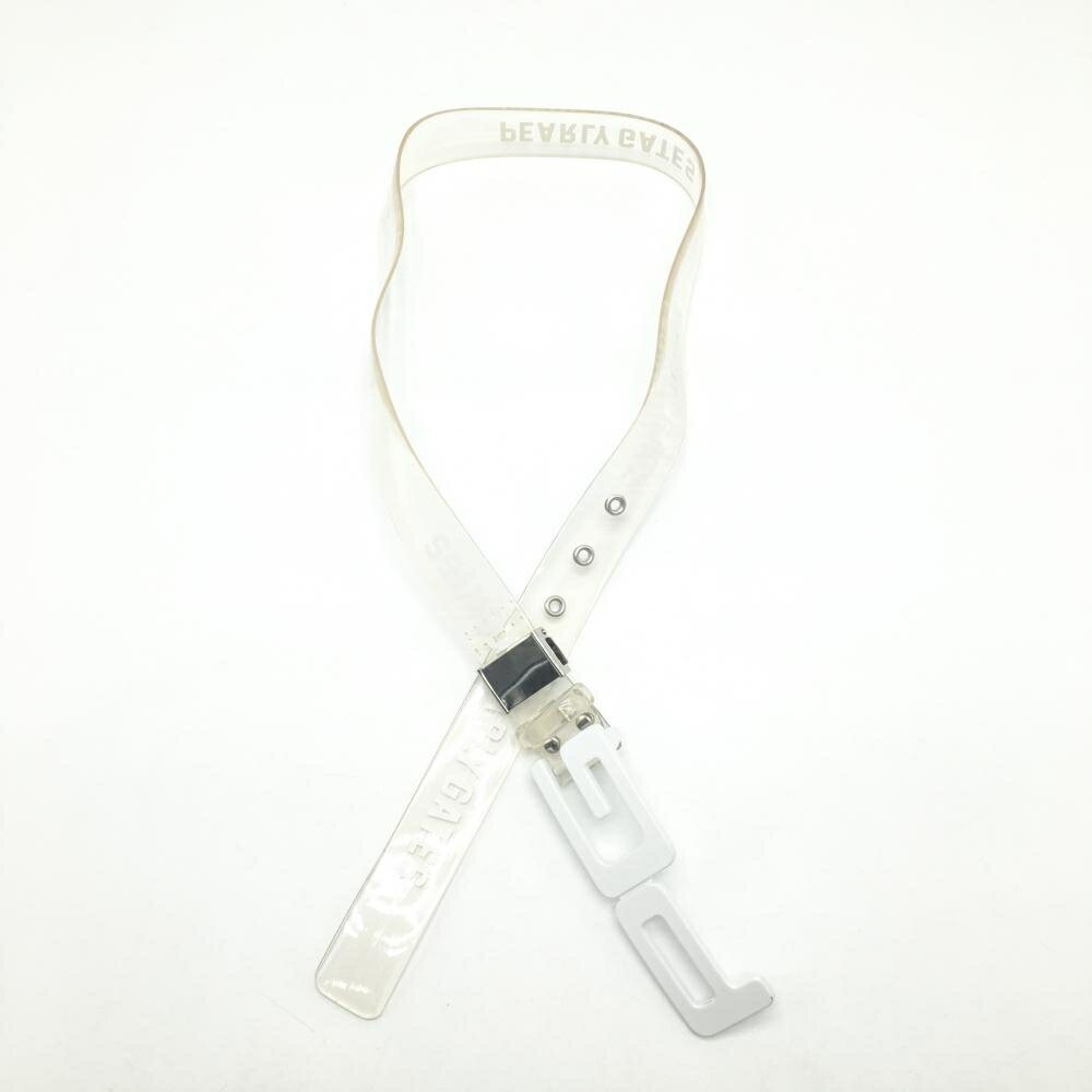 パーリーゲイツ トップ式ベルト クリア×白 ロゴ総柄 ロゴバックル レディース ゴルフウェア PEARLY GATES