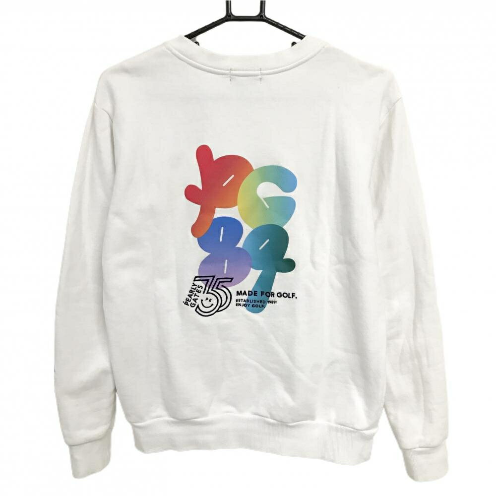 【美品】パーリーゲイツ トレーナー 白 35周年 ニコちゃん スウェット レディース 1(M) ゴルフウェア 2024年モデル PEARLY GATES