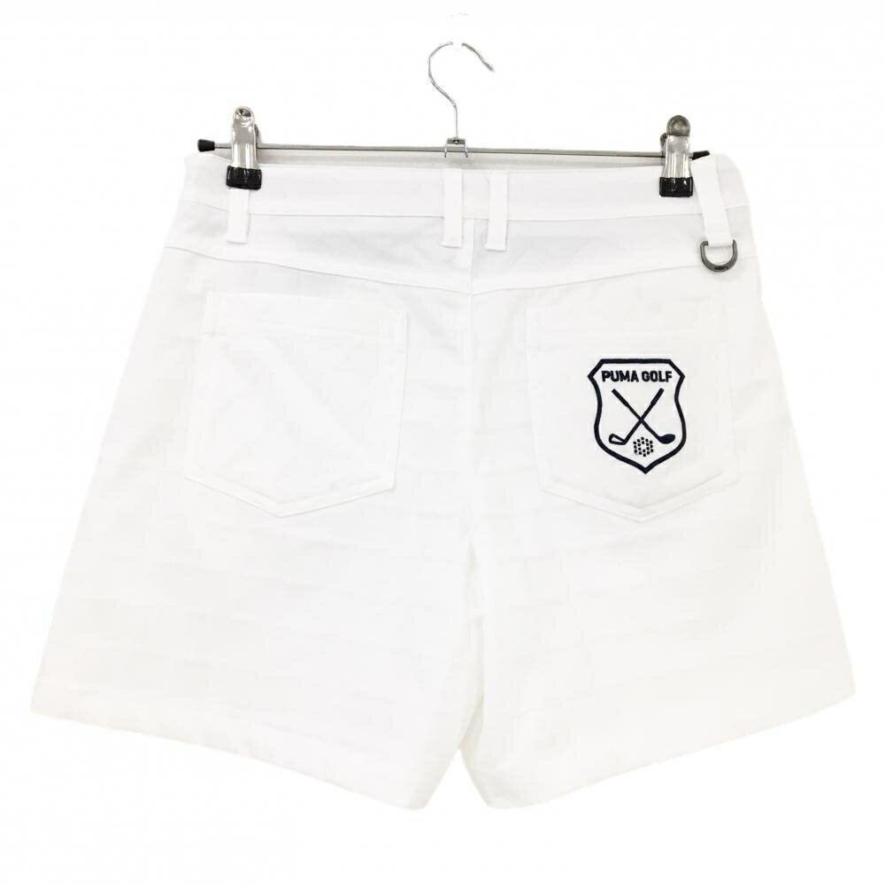 【美品】プーマ キュロットスカート 白 格子地模様 前ボタン レディース M ゴルフウェア PUMA