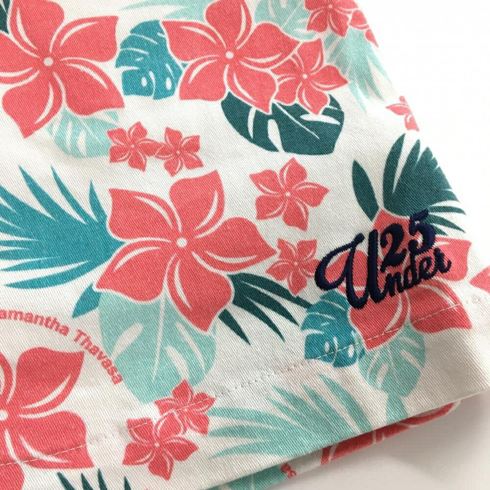 サマンサタバサUNDER25 スカート 白×グリーン×レッド系 花柄 ストレッチ レディース S ゴルフウェア Samantha Thavasa