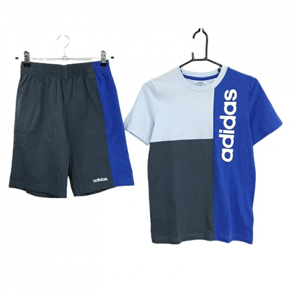 TRUSSARDI - 【新品】アディダス Tシャツ上下セット ブルー×ライトブルー ロゴ ハーフパンツ付 レディース 160 ゴルフウェア adidas
