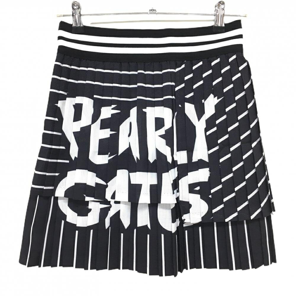 【新品】パーリーゲイツ プリーツスカート ダークネイビー×白 ボーダー ストライプ レディース 0(S) ゴルフウェア PEARLY GATES