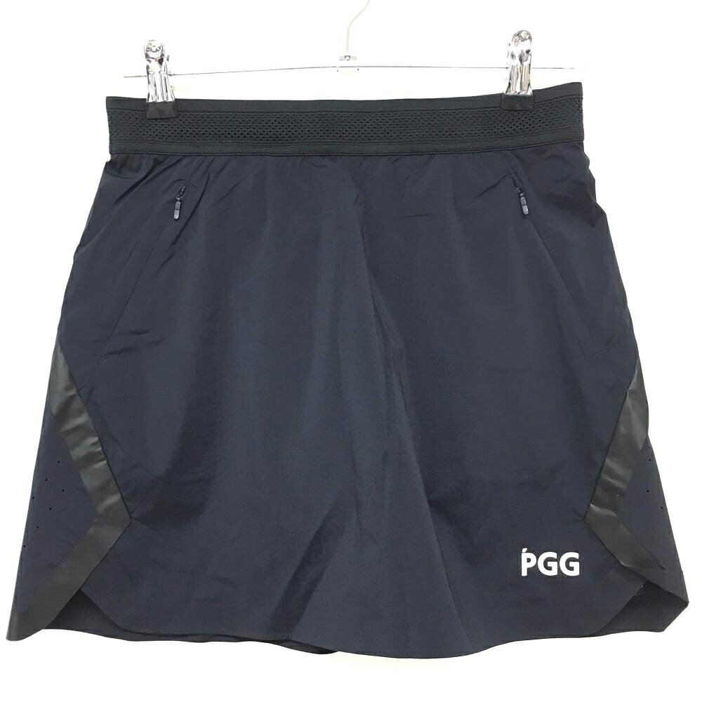 【新品】PGGパーリーゲイツ スカート ネイビー×黒 ウエストゴム サイド・後ろ一部パンチング レディース 0(S) ゴルフウェア PEARLY GATES