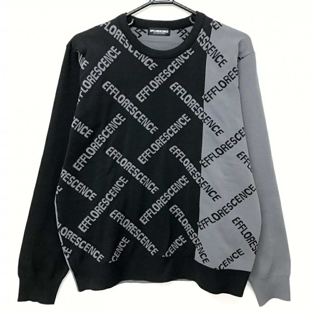 Other - 【超美品】エフロレッセンス セーター 黒×グレー 身頃ロゴ総柄 ニット メンズ L ゴルフウェア EFFLORESCENCE