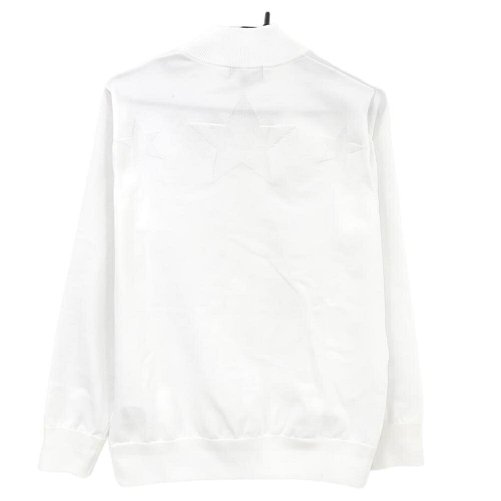 【美品】23区ゴルフ ニットジャケット 白 ロゴワッペン 背面星 ポリエステル100％ ...