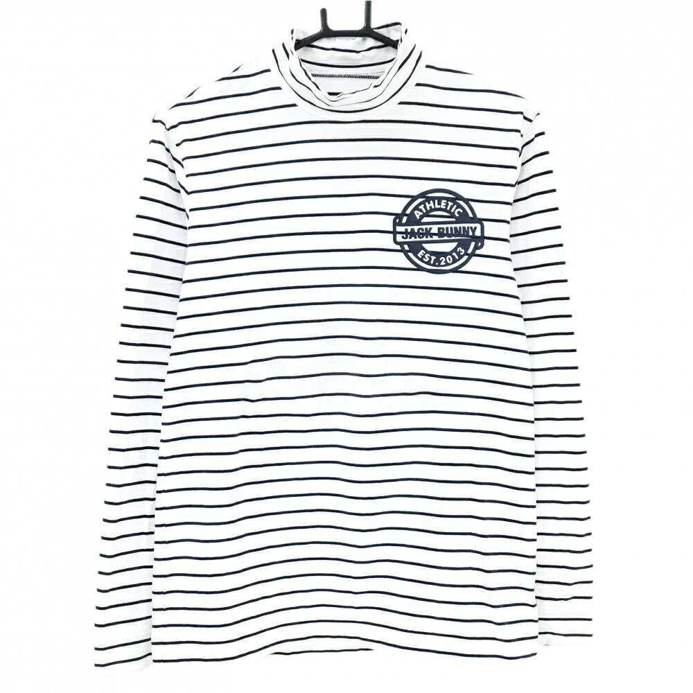 Shirts - [クーポン対象品]ジャックバニー 長袖ハイネックシャツ 白×ダークネイビー ボーダー メンズ 5(L) ゴルフウェア Jack Bunny