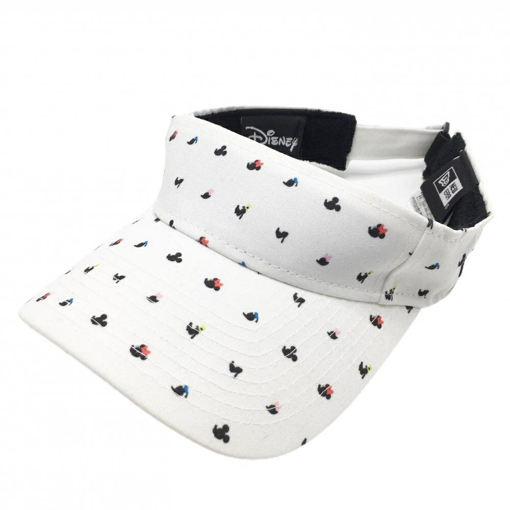 【新品】ニューエラ×Disney サンバイザー 白×マルチカラー キャラクターシルエット総柄 ゴルフウェア New Era