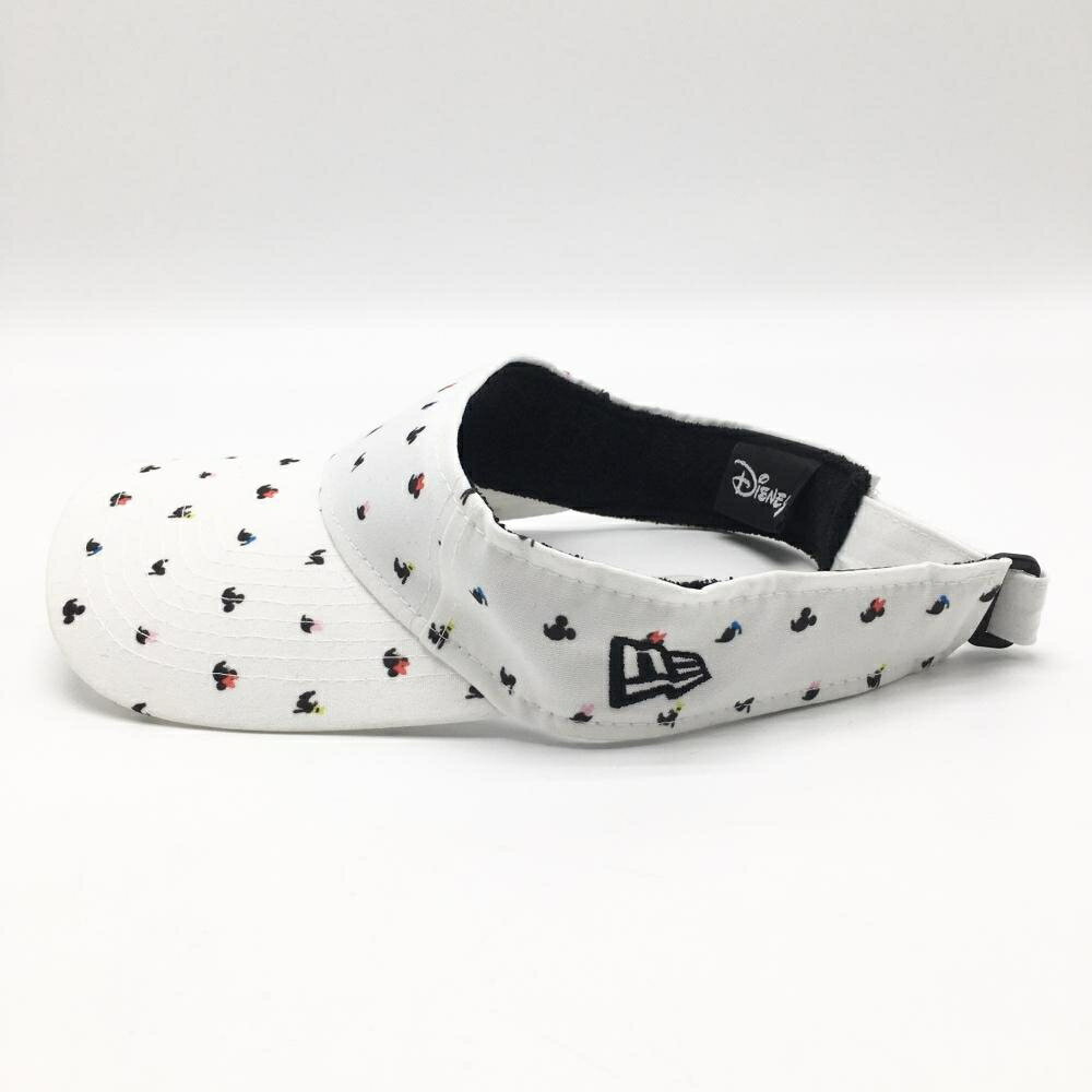 【新品】ニューエラ×Disney サンバイザー 白×マルチカラー キャラクターシルエット総柄 ゴルフウェア New Era