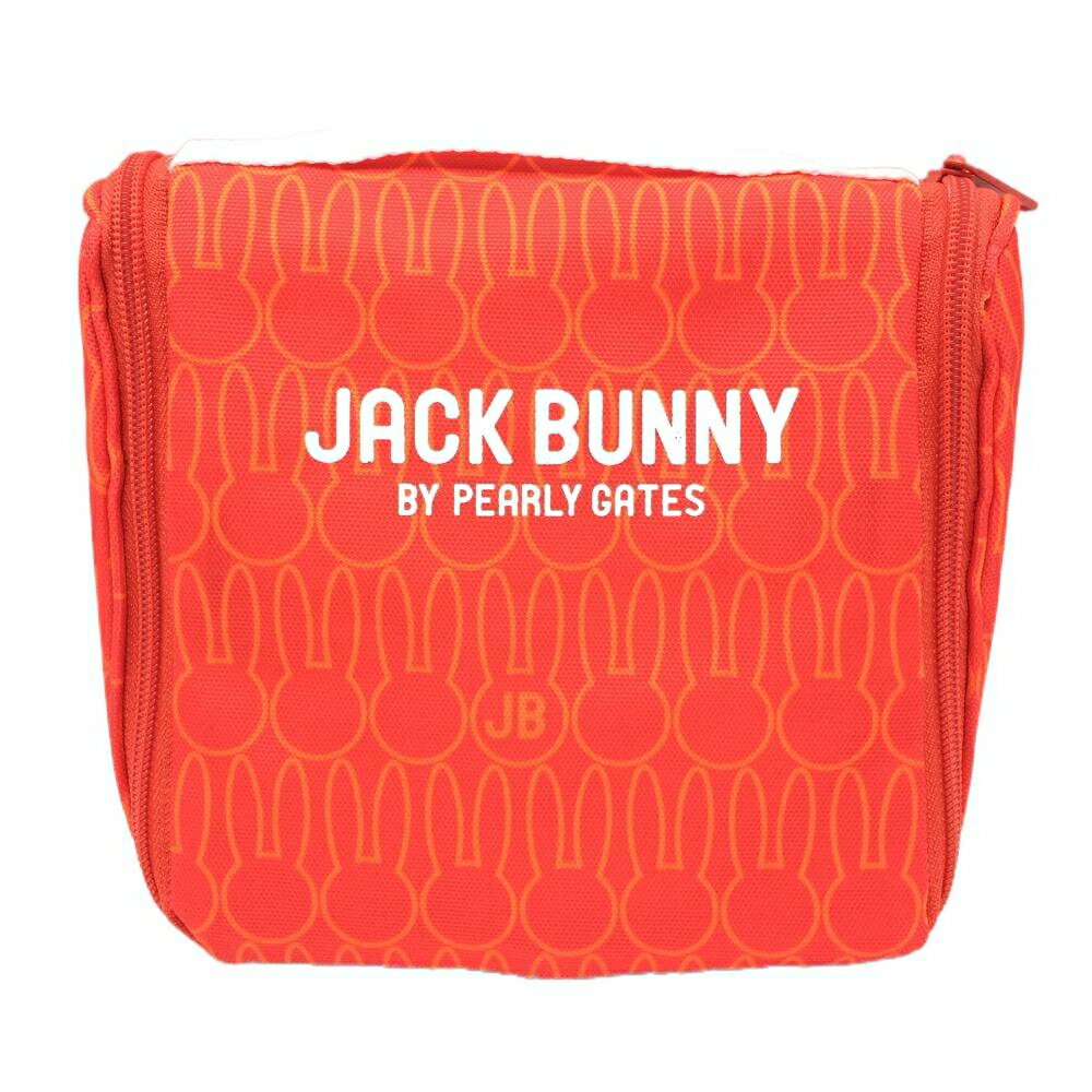 【超美品】ジャックバニー ポーチ オレンジ×白 総柄 ロゴ ゴルフ Jack Bunny