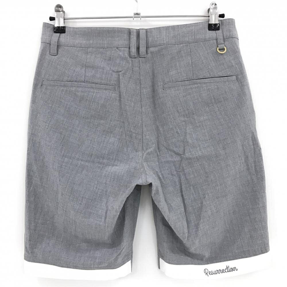【美品】レザレクション ハーフパンツ グレー×白 ストレッチ ロゴ刺しゅう メンズ M ゴルフウェア 2023年モデル Resurrection