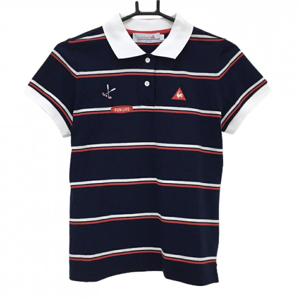 商品説明 ブランド le coq sportif アイテム 半袖ポロシャツ 表記サイズ L ※海外サイズの場合もございます。必ず実寸サイズをご確認ください。 実寸サイズ 　身幅：約46cm　袖丈：約17cm　肩幅：約37cm　着丈：約56.5cm ※実寸サイズの採寸方法については、こちらをご覧ください。 ★実寸サイズは平台に平置きして外寸を測定しており、商品によっては若干の誤差が生じます。数cmの誤差は予めご了承くださいませ。 特徴・仕様 適応時期 春 ・ 夏 商品ランク A コメント 襟薄汚れ 商品ランク（ゴルフウェア） N 新品（タグ付き) S 新品未使用品（タグなし） A+ 使用感や汚れ等がない、または目立たない綺麗な中古品 A 使用感や汚れ等が少ない美品や良品 B+ 使用感や中小の汚れ等がある一般的な中古品 B 使用感や大中の汚れ等がある一般的な中古品 C 使用感や大中の汚れ、小さな穴等がある中古品 商品ランク（ゴルフシューズ） N 新品（タグ付き) S 新品未使用品（タグなし） A+ しわや汚れ等がない、または少ない綺麗な中古品 A しわや小さな汚れはあるが、使用感が少ない美品や良品 B+ しわや中小の汚れ、使用感がある一般的な中古品 B しわや大中の汚れ、使用感がある一般的な中古品 C しわや大中の汚れ、使用感がある中古品 D しわや大きな汚れ、使用感がある中古品 &nbsp;★A+～CランクはUSED品となりますので、神経質な方はご入札をお控えください。 &nbsp;★Nランクは新品商品ですが、一部保管時による汚れ等があります。商品説明や写真で必ずご確認ください。　