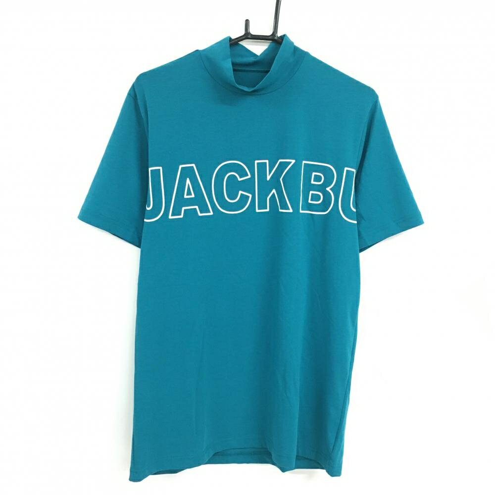 Other - 【超美品】ジャックバニー 半袖ハイネックシャツ ブルーグリーン ロゴ白 ストレッチ メンズ 6(XL) ゴルフウェア Jack Bunny