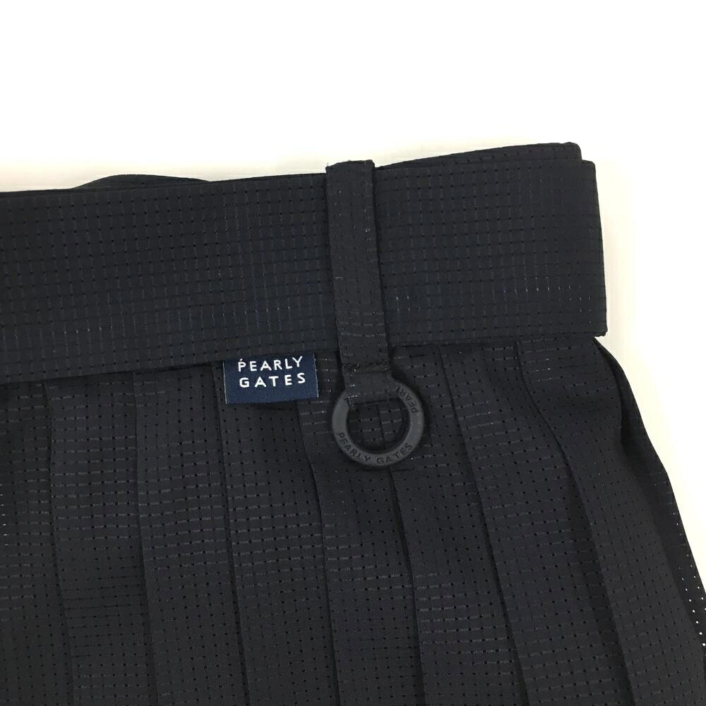 レオナード 楽天市場店の【新品】パーリーゲイツ プリーツワイドパンツ ネイビー×白 メッシュ生地 裏地付き 裾2ライン レディース 0(S) ゴルフウェア PEARLY GATES｜アングル3