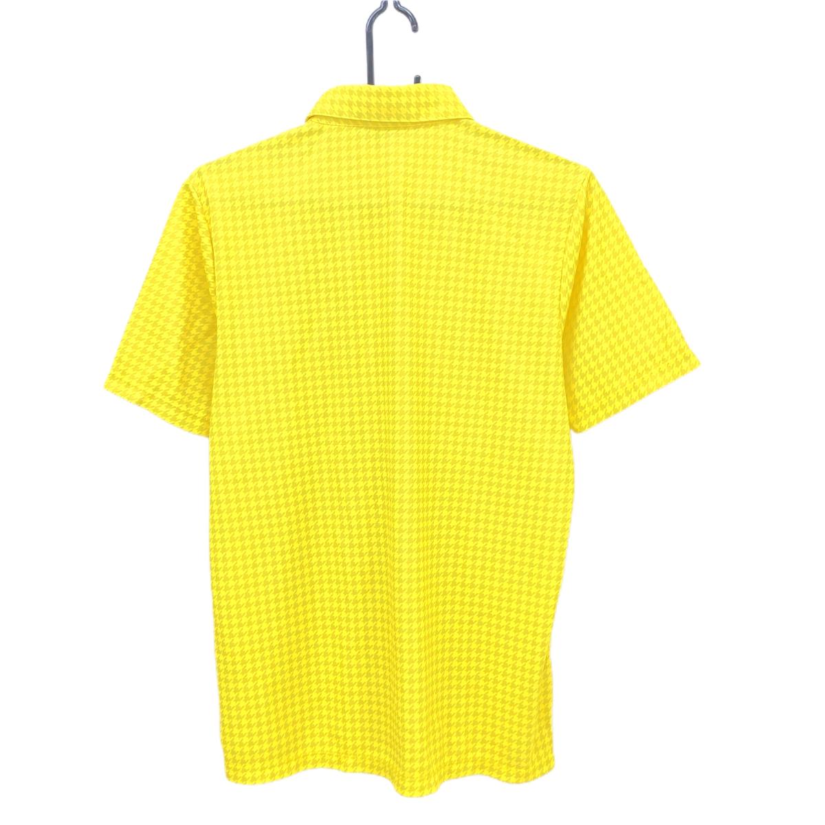 【超美品】カッパ 半袖ポロシャツ イエロー×グレー系 千鳥格子 ボタンダウン ビッグロゴ メンズ L ゴルフウェア Kappa