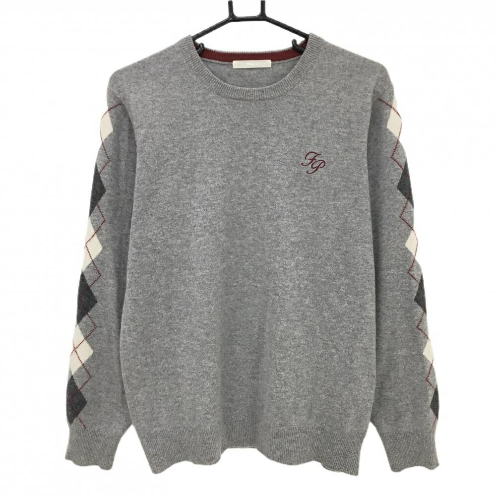 Other - 【美品】フェアリーパウダー セーター グレー×ボルドー 袖アーガイル柄 カシミヤ100％ ニット メンズ 2(M) ゴルフウェア FAIRY POWDER