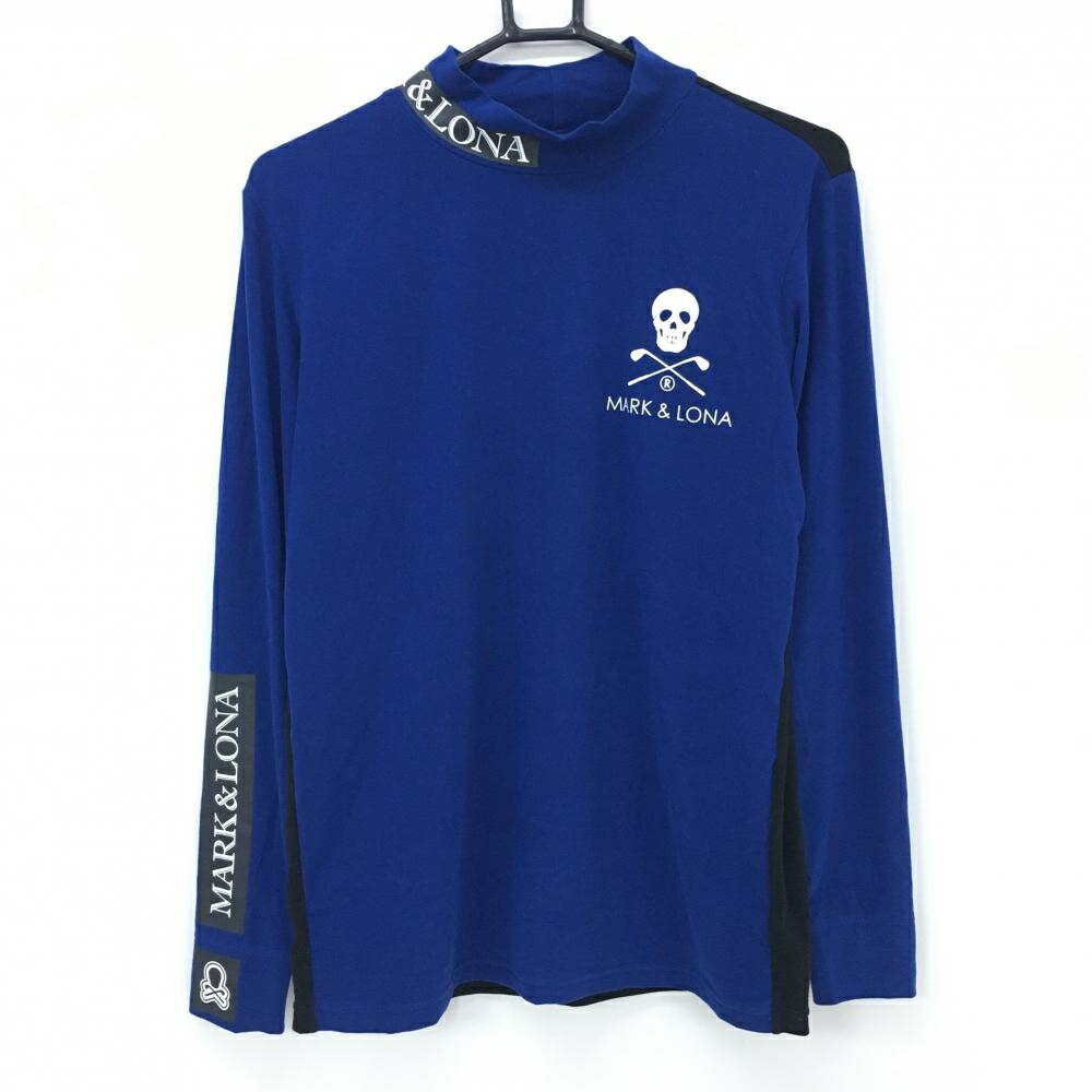 Other - 【美品】マークアンドロナ 長袖ハイネックシャツ ブルー×黒 微起毛 スカル メンズ 46(M) ゴルフウェア 2024年モデル MARK＆LONA