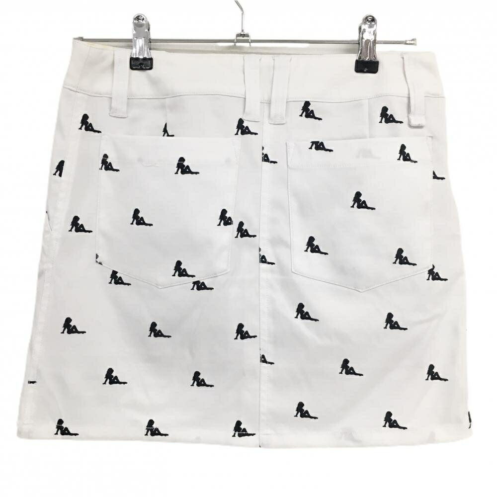 ラウドマウス スカート 白×ネイビー 総柄 レディ 裏地付 レディース M ゴルフウェア LOUDMOUTH