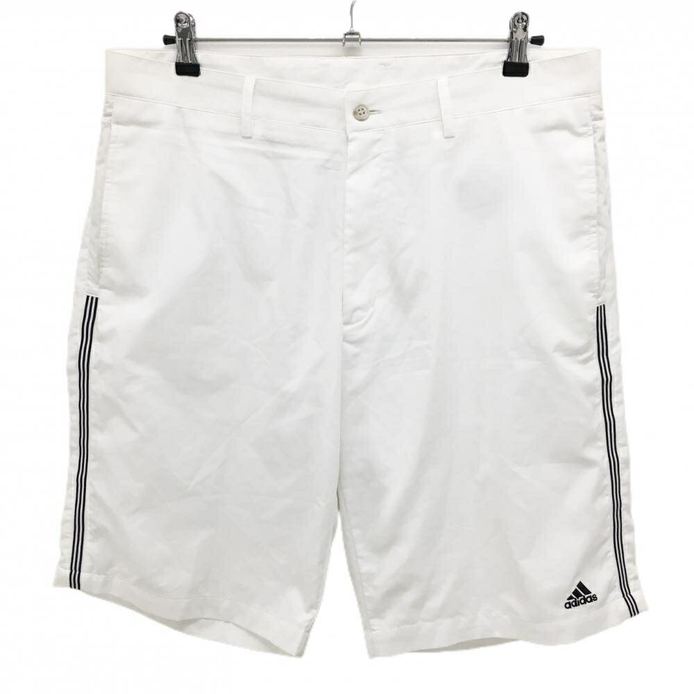 ADIDAS - [クーポン対象品]アディダス ハーフパンツ 白×黒 ロゴ刺しゅう サイド3ライン メンズ 91 ゴルフウェア adidas
